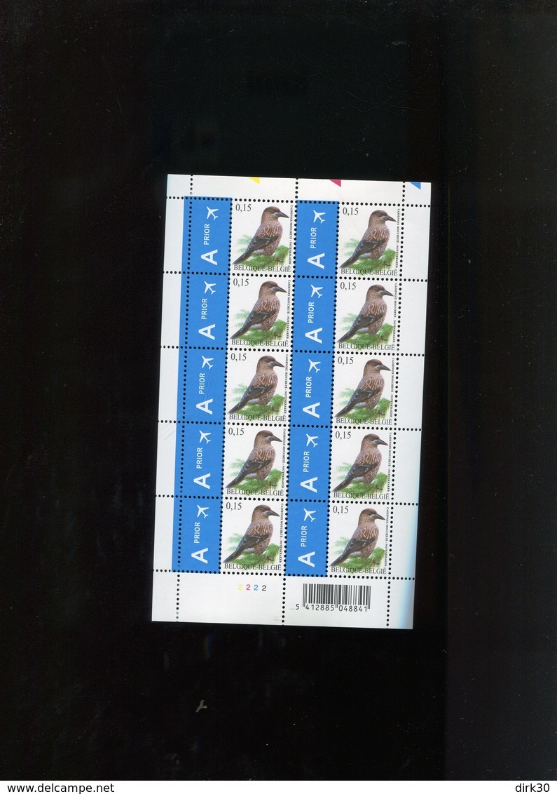 Belgie Buzin Vogels Birds Nr 3750 0.15€ CREME PAPIER Gekleurde Driehoekjes Bovenaan RR MNH Plaatnummer 2 - 1985-.. Birds (Buzin)