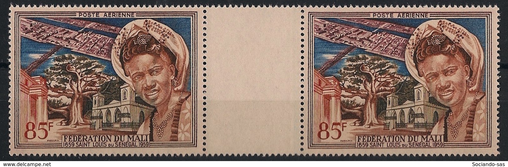 Mali - 1959 - Poste Aérienne PA N°Yv. 1 - St Louis Du Sénégal - Gutter Pair - Neuf Luxe ** / MNH / Postfrisch - Mali (1959-...)