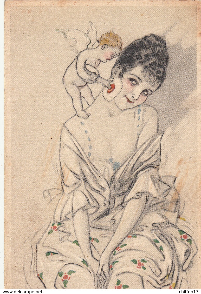 CPA  FEMME érotique   Et CUPIDON     Illustrateur MAUZAN - Mauzan, L.A.