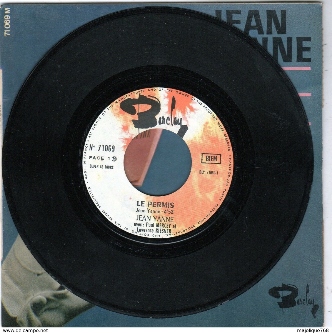 Disque De Jean Yanne - Le Permis - Barclay 71069 M - 1967 - - Cómica