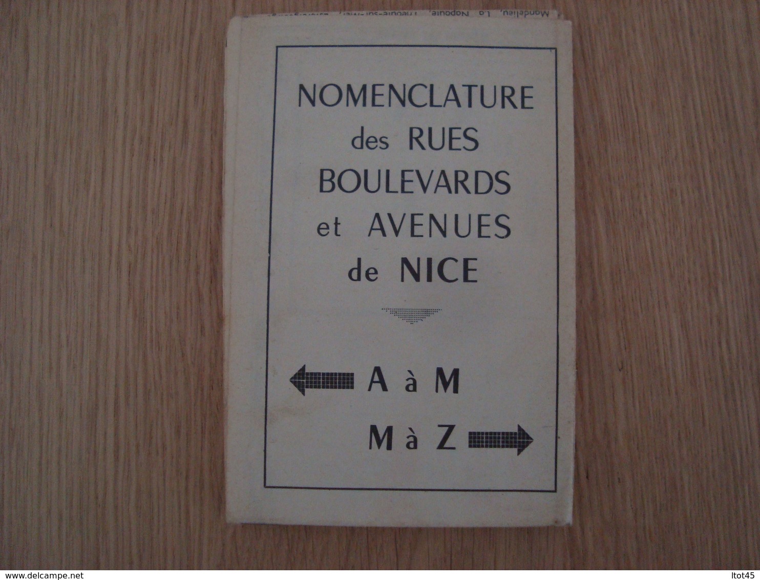 PLAN DE NICE ET MONENCLATURE DES RUE BOULEVARD ET AVENUES - Cartes Géographiques