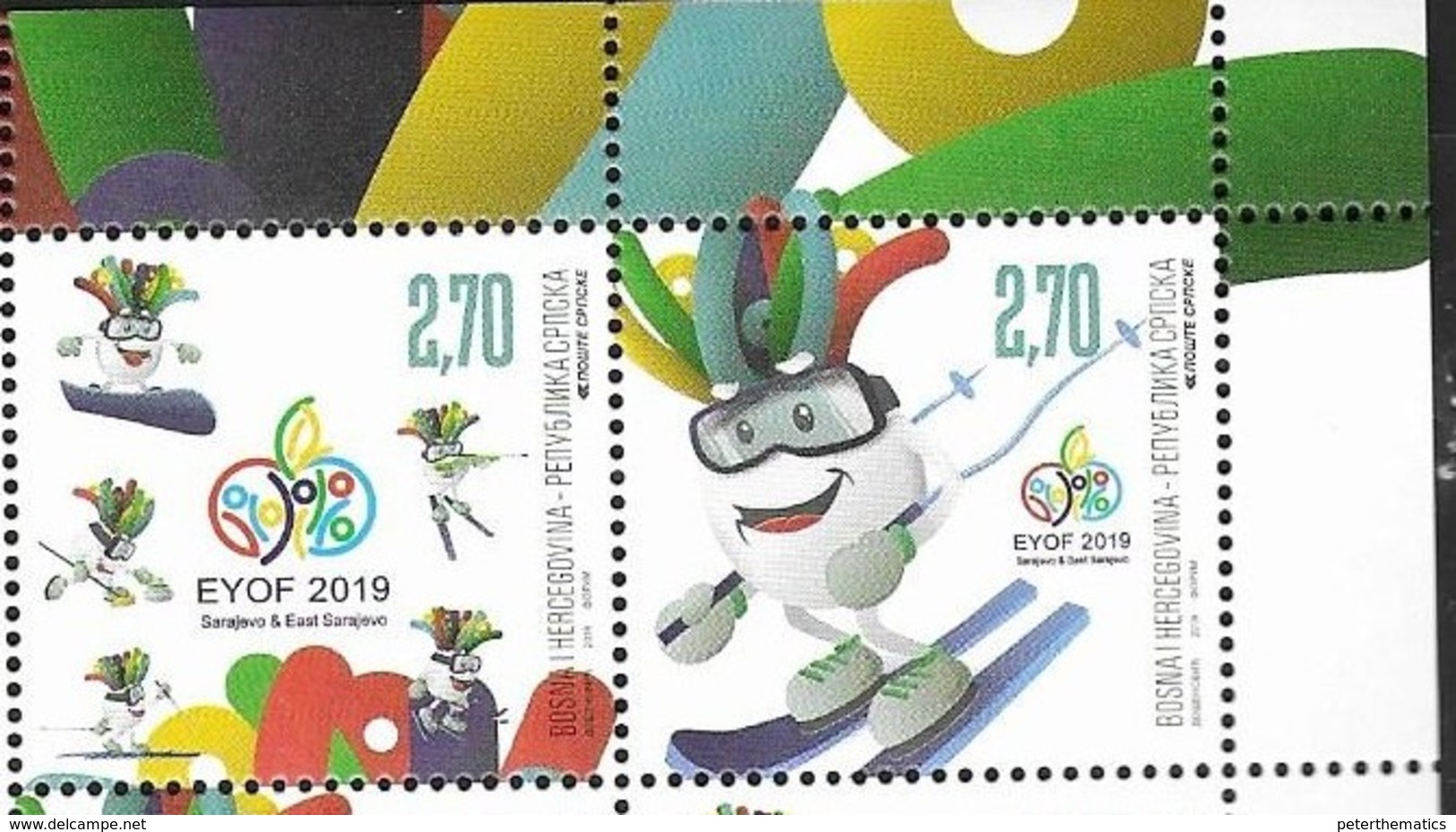 BOSNIA SERB,  2019, MNH, SPORTS, EYOF GAMES, YOUTH GAMES, SKIING, 2v - Ski