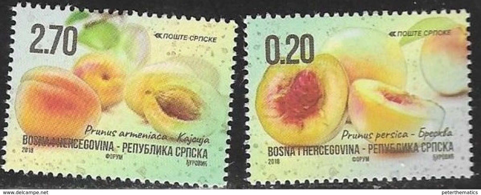 BOSNIA SERB,  2018, MNH,FRUITS, PEACHES, APRICOTS,2v - Fruits