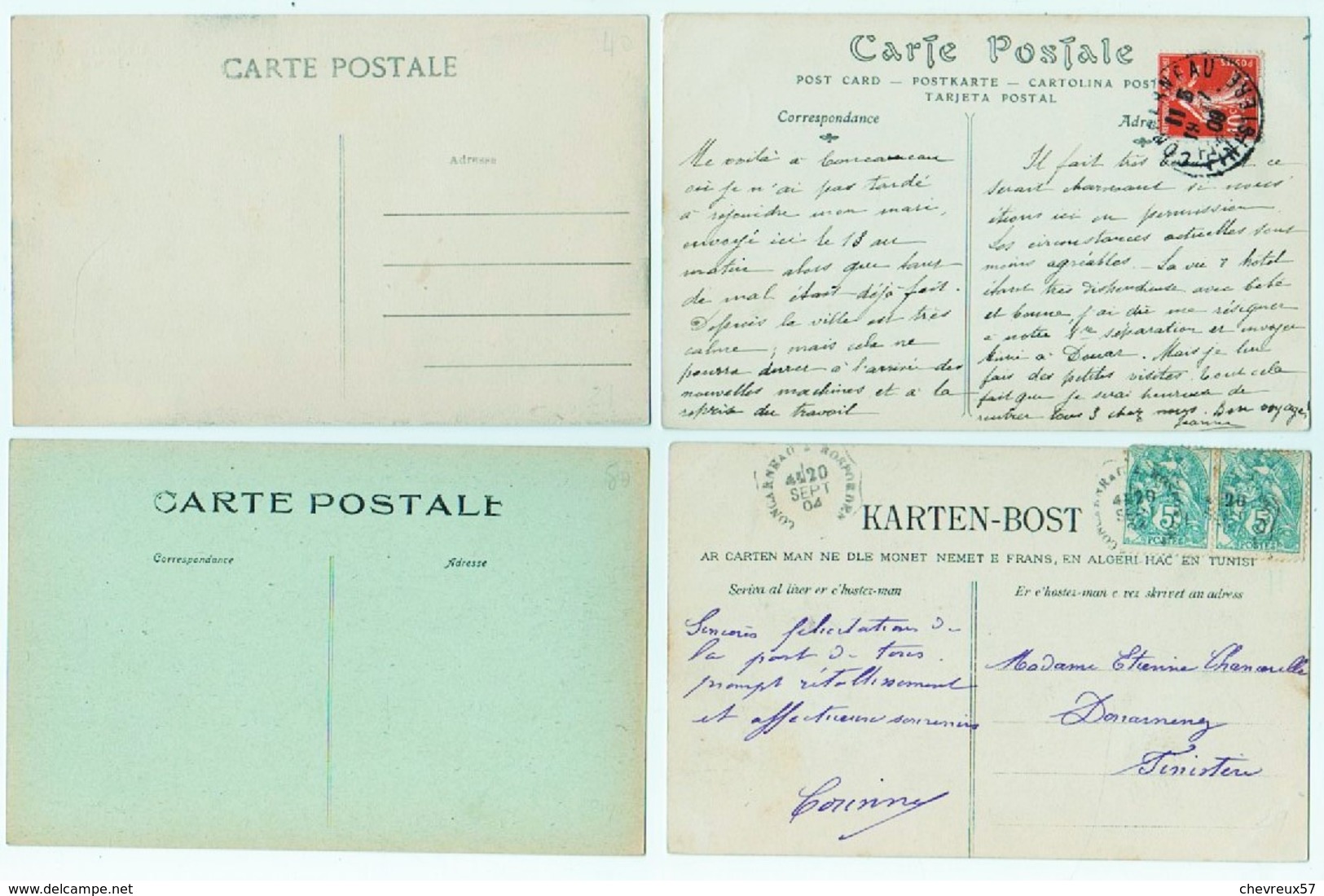 VILLES ET VILLAGES DE FRANCE - LOT 24 - 34 Cartes anciennes et 1 carte lettre- Bretagne -
