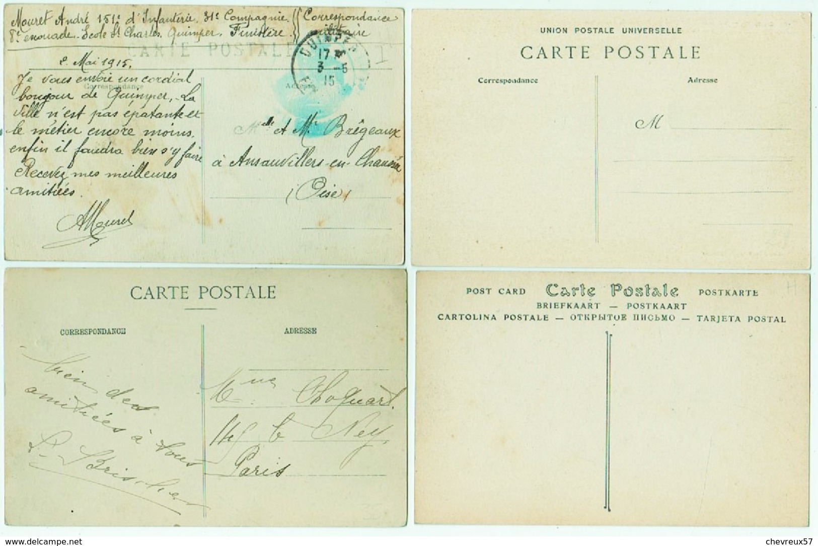 VILLES ET VILLAGES DE FRANCE - LOT 24 - 34 Cartes anciennes et 1 carte lettre- Bretagne -