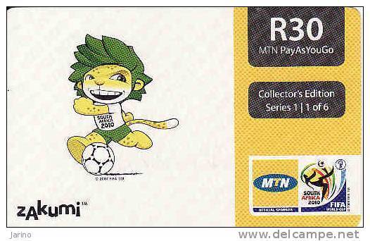 Afrique Du Sud, MTN, FIFA World Cup 2010, Football-soccer Mascot Zakumi, Airtime Voucher - Sudafrica