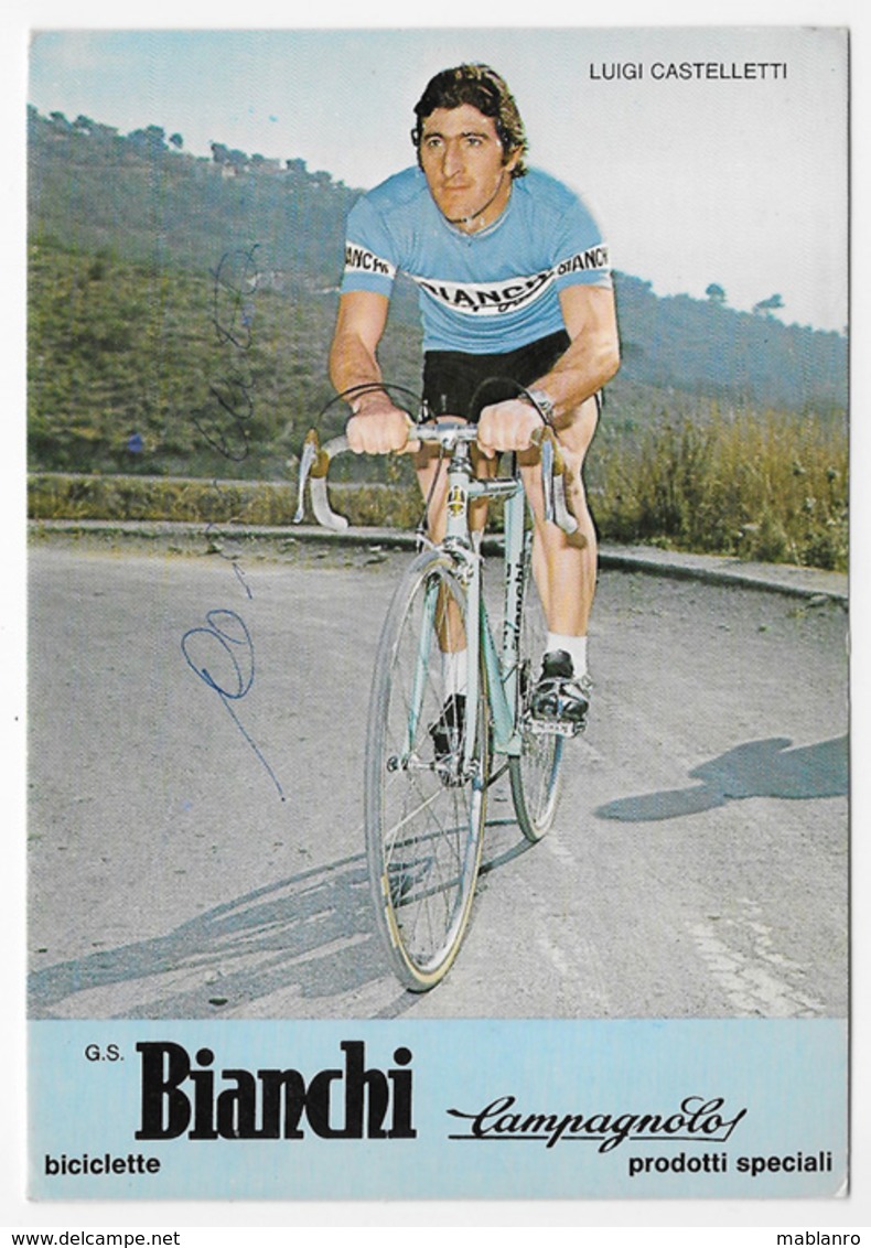 CARTE CYCLISME LUIGI CASTELLETTI SIGNEE  TEAM BIANCHI 1975 - Cycling