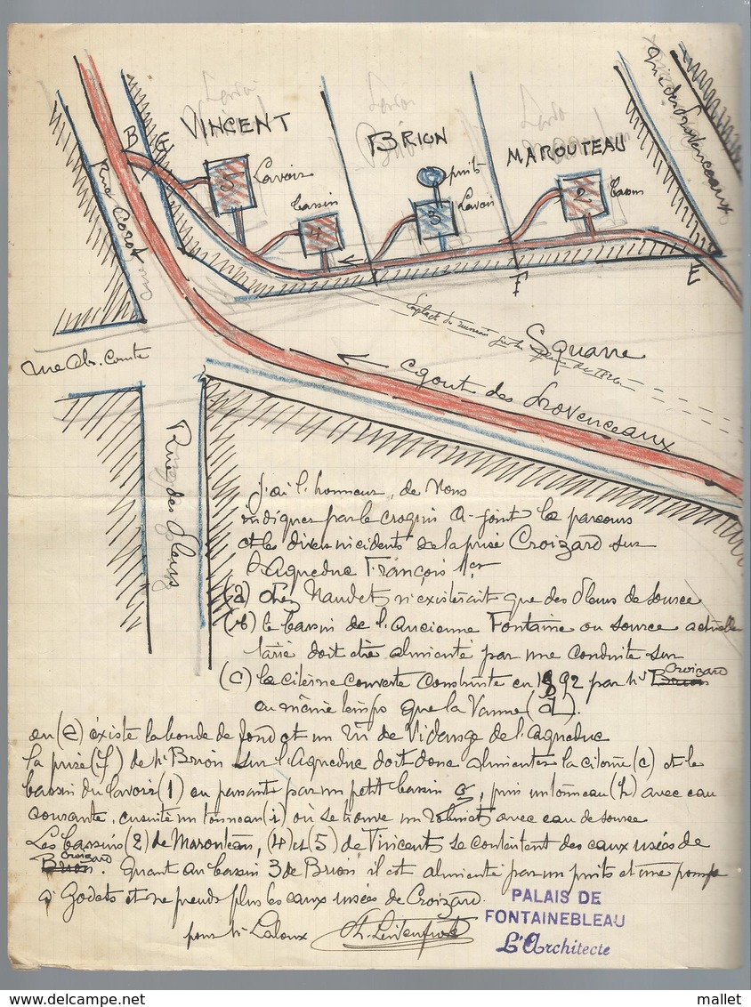 Croquis D'architecte Pour Le Lavoir Croizard - Fontainebleau - 1904 - Direction Des Beaux Arts - Architecture