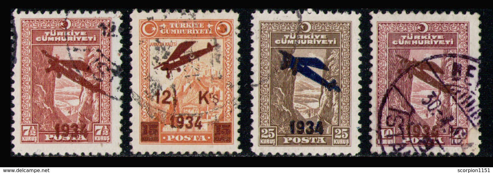 TURKEY 1934 - Short Air Set - Oblitérés