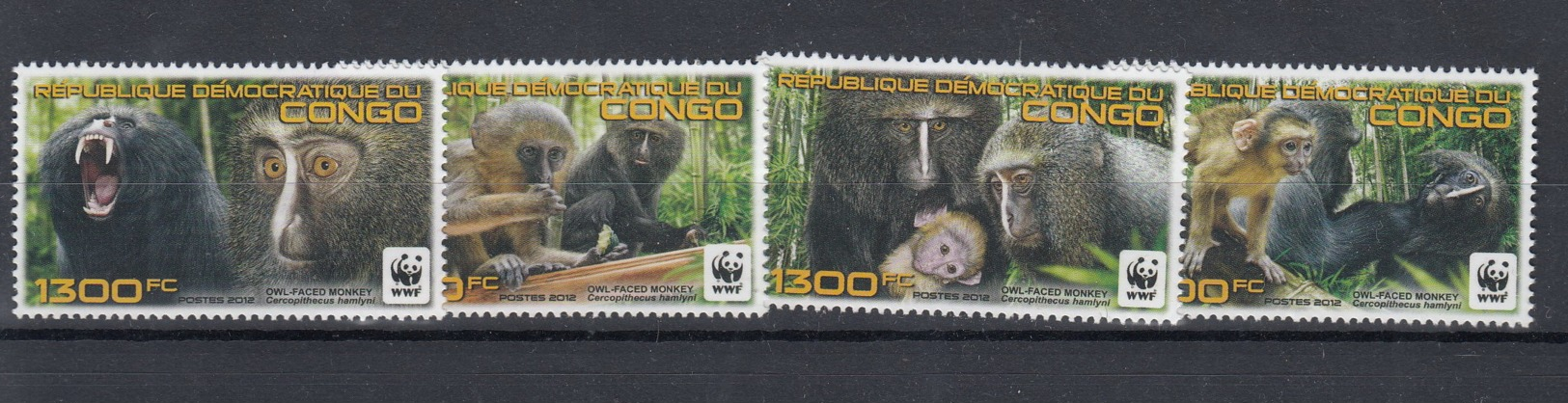 Kongo Republik Michel Cat.No.  Mnh/** 2132/2135 Wwf Monkey - Nuevos