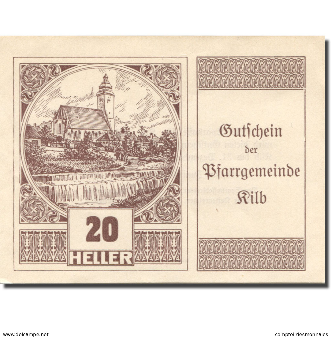 Billet, Autriche, Kilb, 20 Heller, Eglise, 1921, 1921-12-31, SPL, Mehl:FS 436 - Autriche