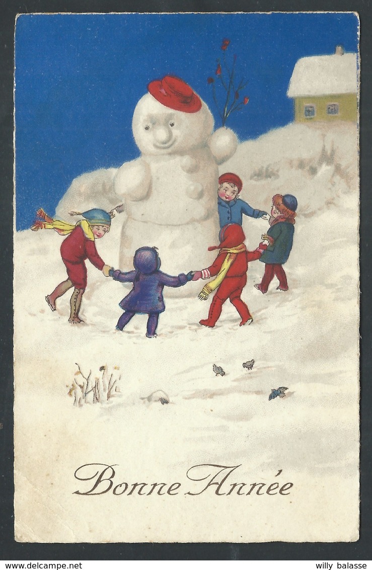 +++ CPA - Carte Fantaisie - Fantasy Card - Voeux Bonne Année - Enfants - Bonhomme De Neige - Snowman   // - Nouvel An