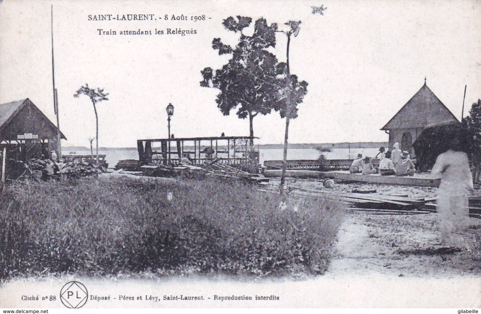 Guyane - SAINT LAURENT DU MARONI -  8 AOUT 1908 - Train Attendant Les Relégués - Saint Laurent Du Maroni