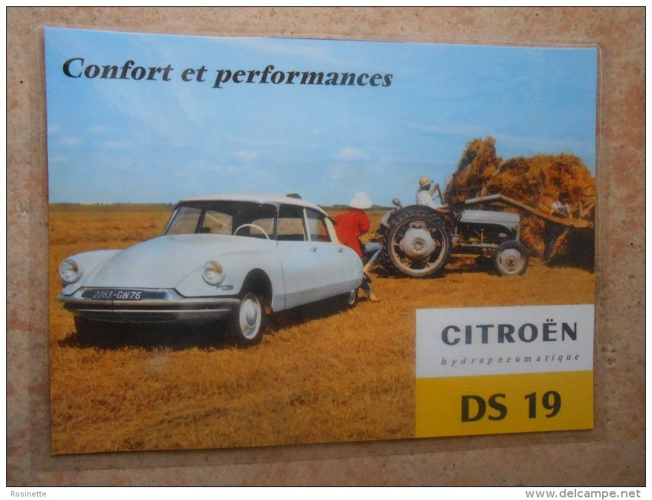 Grande Repro Automobile Cartonnée Et Plastifiée : CITROEN  DS 19 Hydropneumatique - Automobiles