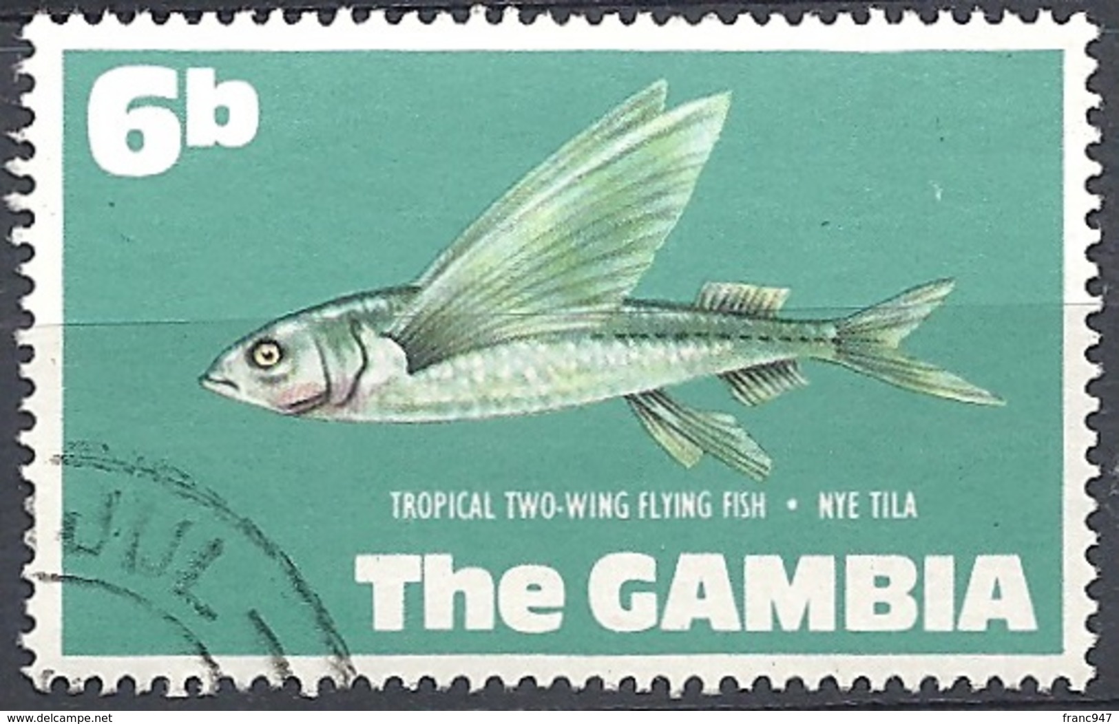 Gambia, 1971 Tropical Two-wing Flying Fish, 6b # S.G. 273 - Michel 250 - Scott 255 USED - Gambia (1965-...)