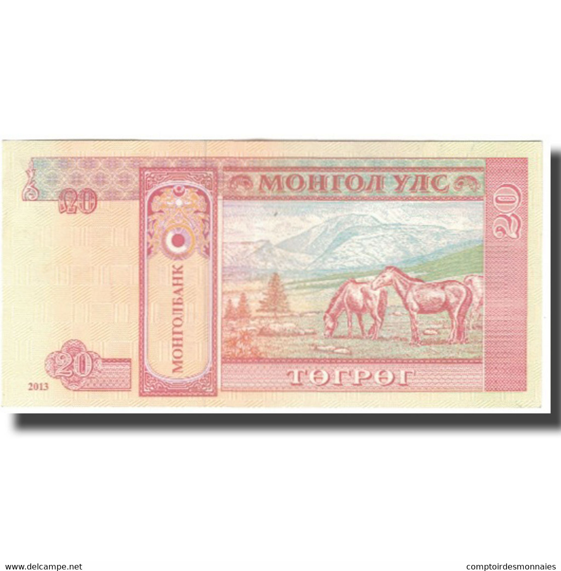 Billet, Mongolie, 20 Tugrik, 2013, SUP+ - Mongolie