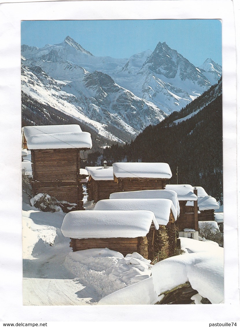 CPSM. 15 X 10,5  -  65506  Mazots à Ayer, Avec Le Zinalrothorn, Le Besso Et L'Obergabelhorn. - Ayer