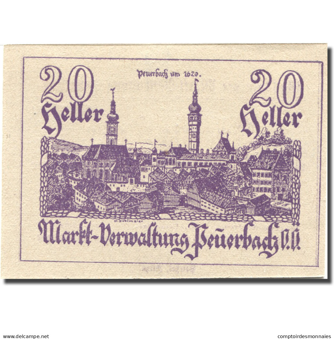 Billet, Autriche, Peuerbach, 20 Heller, Village 1920-12-31, SUP+ Mehl:FS 742I - Autriche