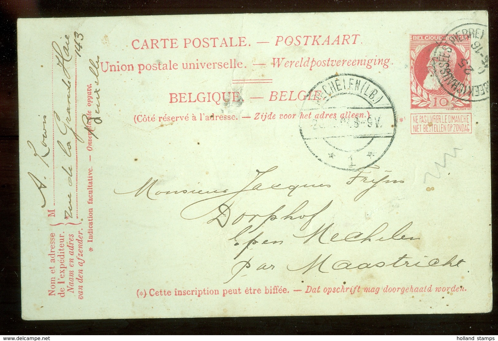 HANDGESCHREVEN BRIEFKAART Uit 1907 Van BRUXELLES BELGIE Naar EPEN MECHELEN (11.557a) - 1905 Thick Beard