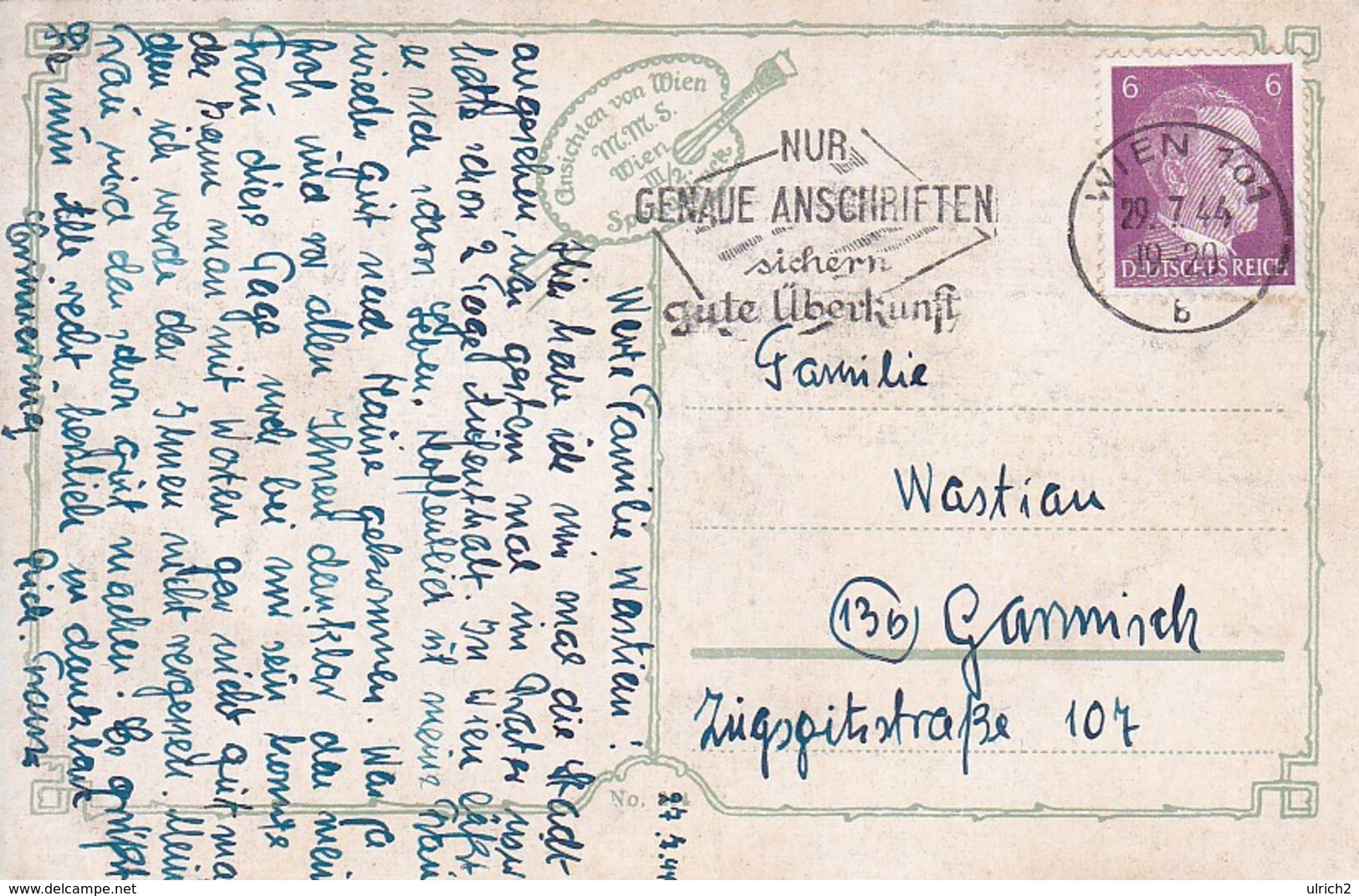 AK Wien - Kärnthner-Ring - Hotel Bristol - Werbestempel Genaue Anschriften - 1944 (41287) - Ringstrasse