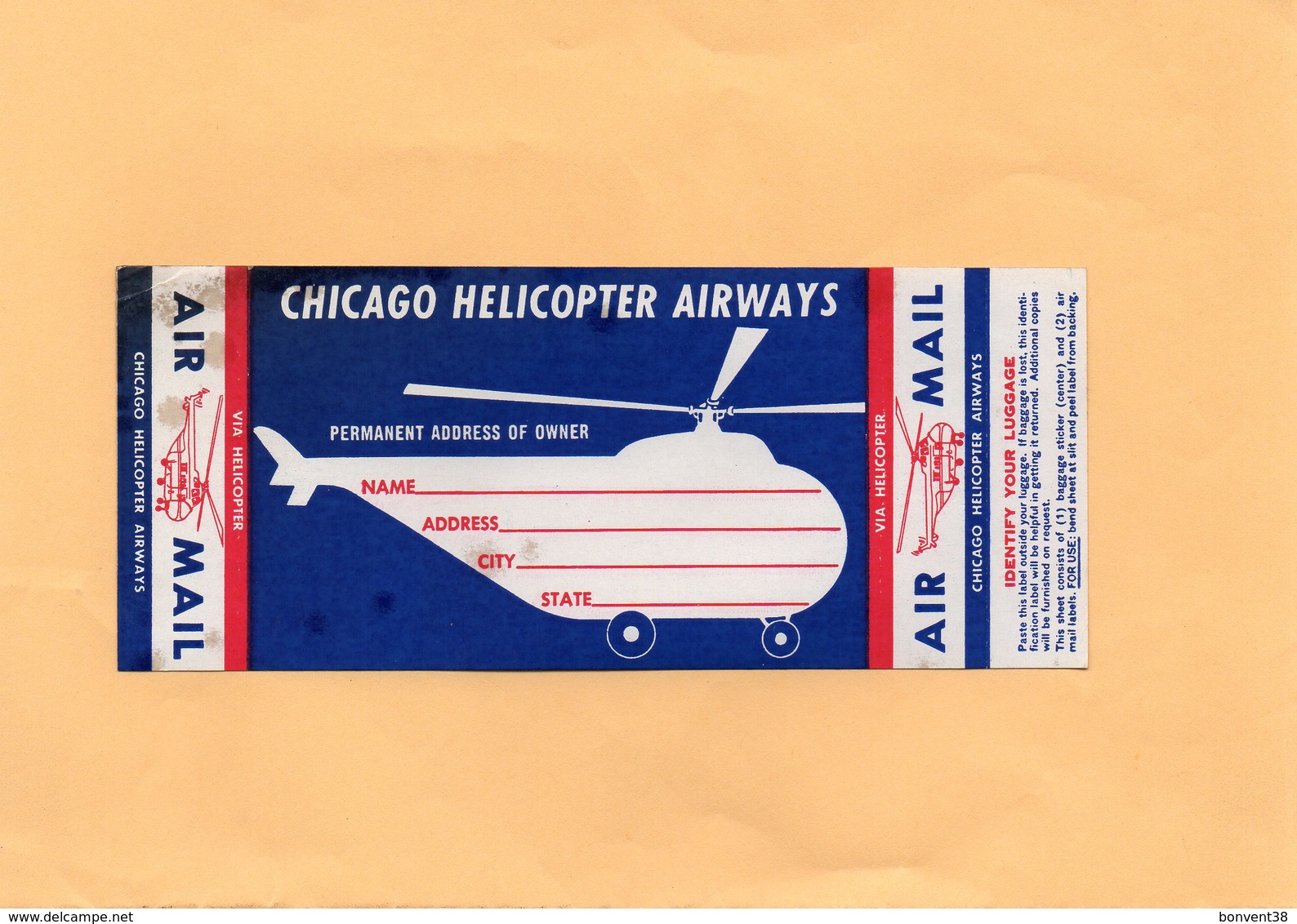 F2405 - Chicago Helicopter AIRWAYS - Étiquettes à Bagages