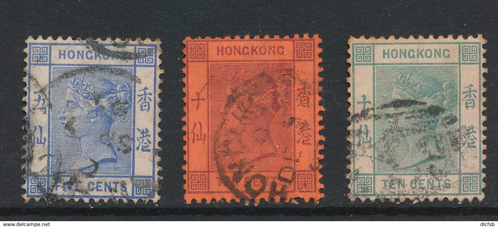 HONG KONG, 1882 5c, 10c, 10c - Gebruikt