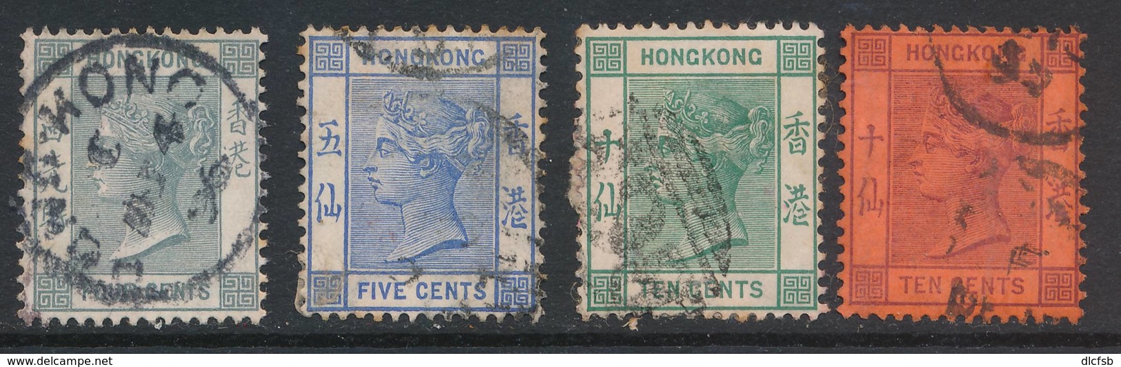 HONG KONG, 1880s 4c, 5c, 10c,10c - Usados