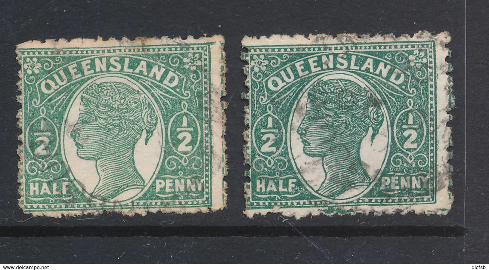 QUEENSLAND, 1895 ½d Green, Deep Green, SG208, 209 - Gebruikt