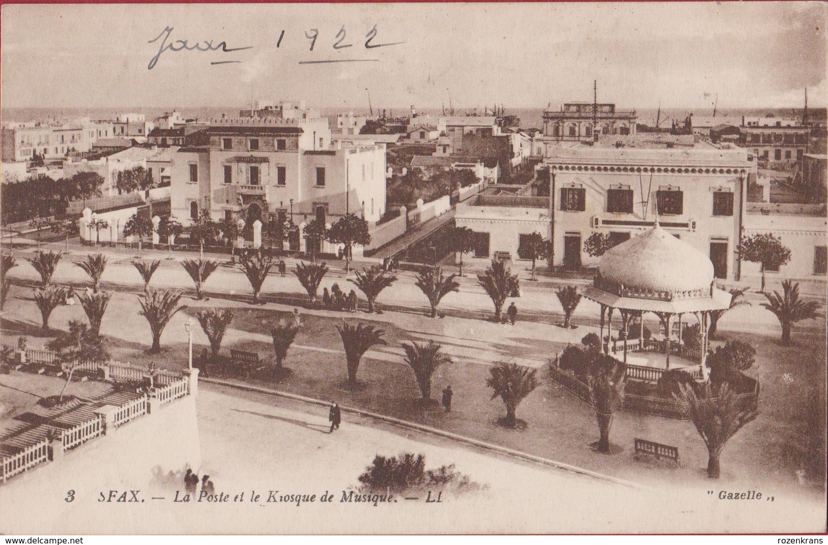 Tunesie Tunisie Tunisia Sfax La Poste Et Le Kiosque De Musique 1922 - Tunisie