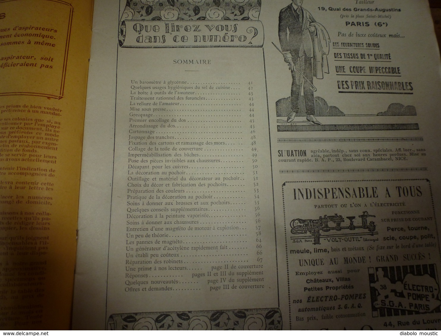 1925 LES TRAVAUX DE L'AMATEUR:(Baromètre-glyc;Reliure;Réparer Soulier;Déco-pochoir;Entretien Moteur Auto;Robineterie;etc - Bricolage / Tecnica