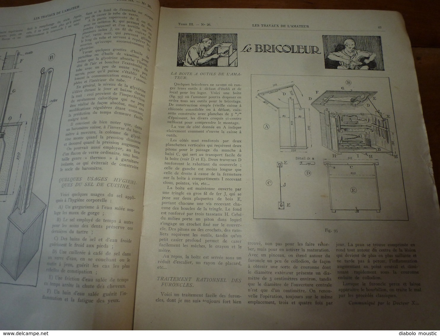 1925 LES TRAVAUX DE L'AMATEUR:(Baromètre-glyc;Reliure;Réparer Soulier;Déco-pochoir;Entretien Moteur Auto;Robineterie;etc - Bricolage / Tecnica