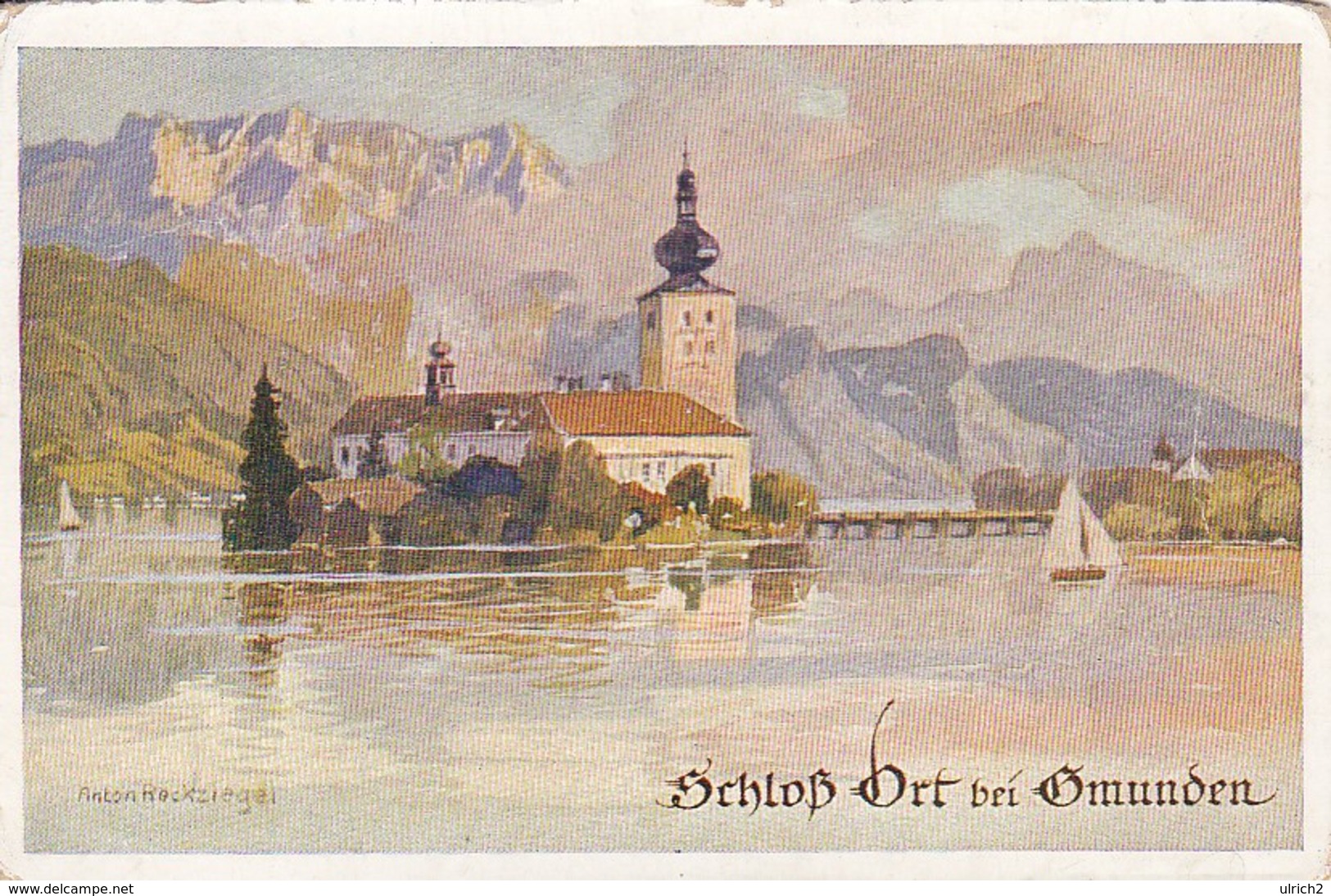 AK Gmunden - Schloss Ort - Künstlerkarte  (41300) - Gmunden