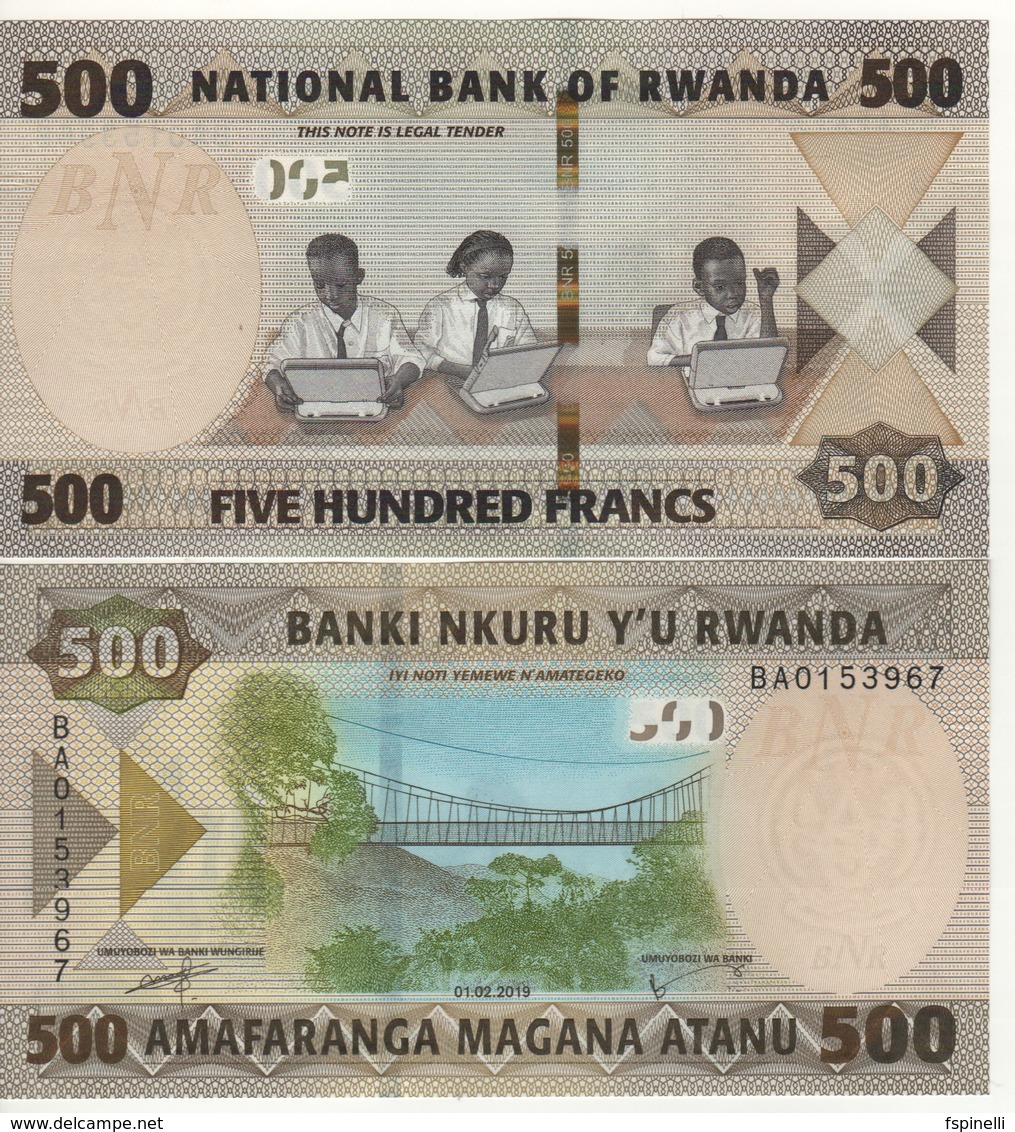 RWANDA New 500 Francs 2019     Pnew    UNC - Ruanda