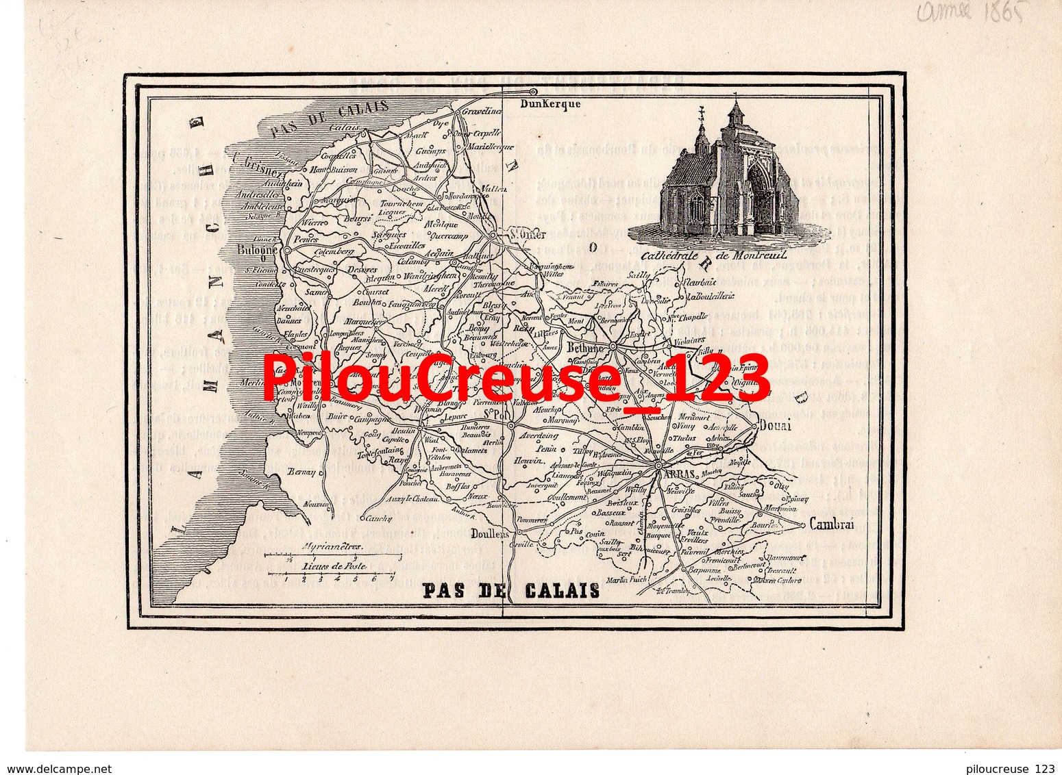 62 PAS DE CALAIS - Carte Authentique Tourfaut 1865 Planche 17x24 Cm - - Mapas Geográficas