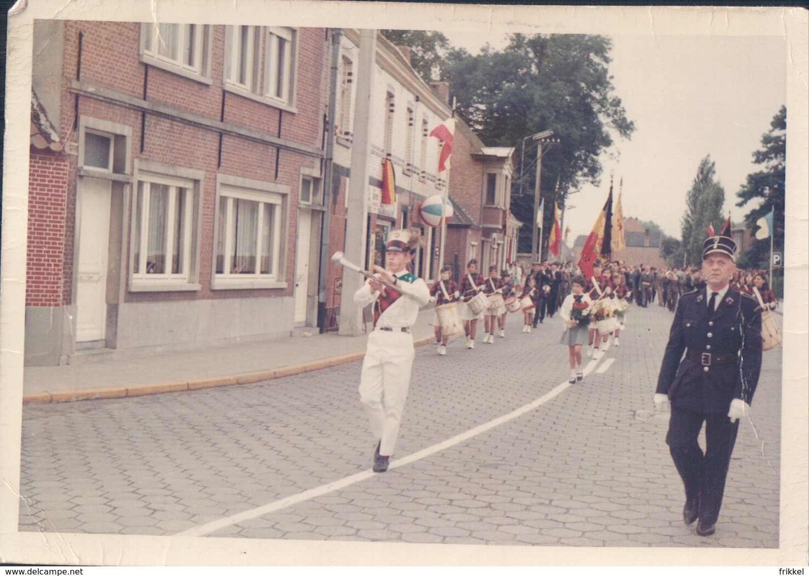 Foto Photo (9 X 12 Cm) Overmere ? Stoet Fanfare Rijkswachter Champetter Gendarme Veldwachter - Berlare