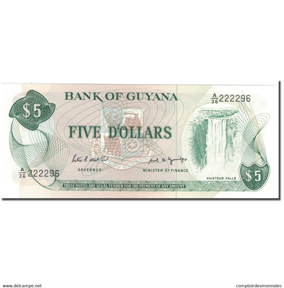 Billet, Guyana, 5 Dollars, KM:22e, NEUF - Guyana