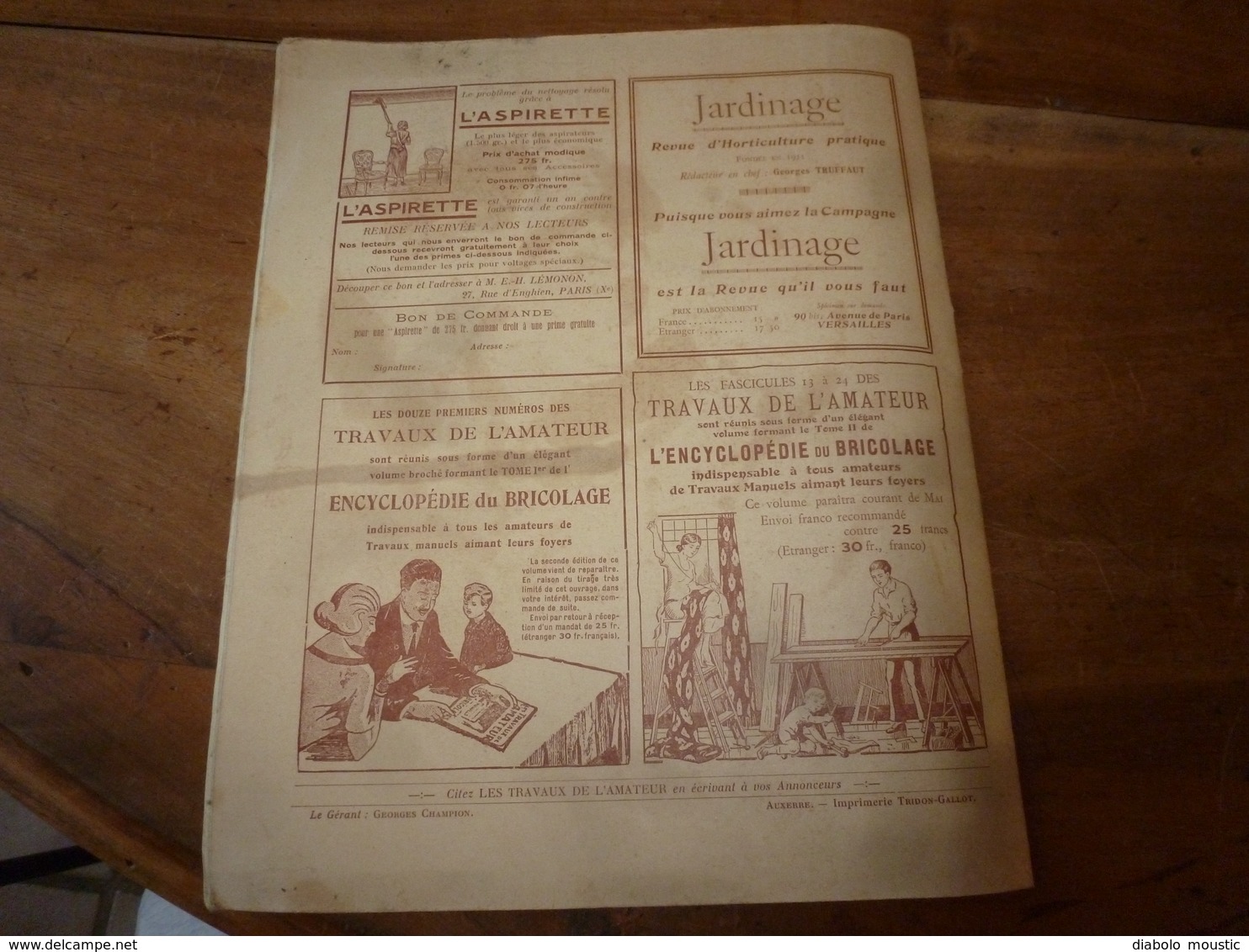 1925 LES TRAVAUX DE L'AMATEUR:(Mageoire ;Bac-fleurs béton;Couveuse artificielle;Oiseau de Pline:Entretien carosserie;etc