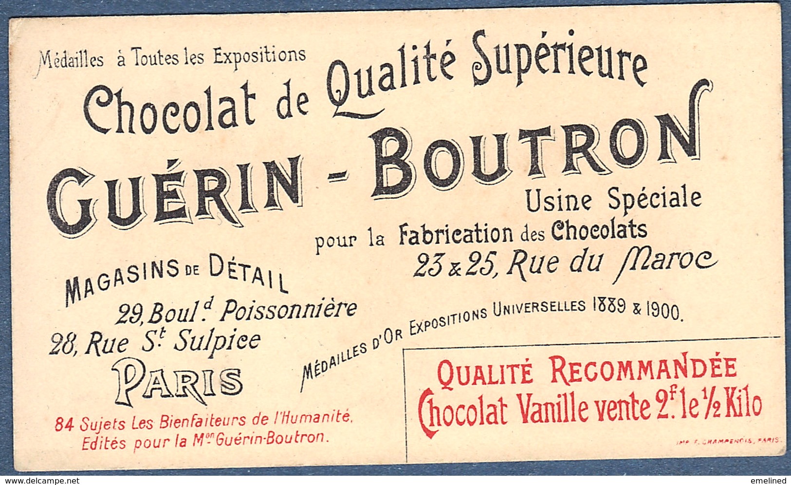 Chromo Chocolat Guerin-Boutron Les Bienfaiteurs De L'Humanité - ABBE DE L'EPEE Bienfaiteur Institution Sourds Muets - Guérin-Boutron