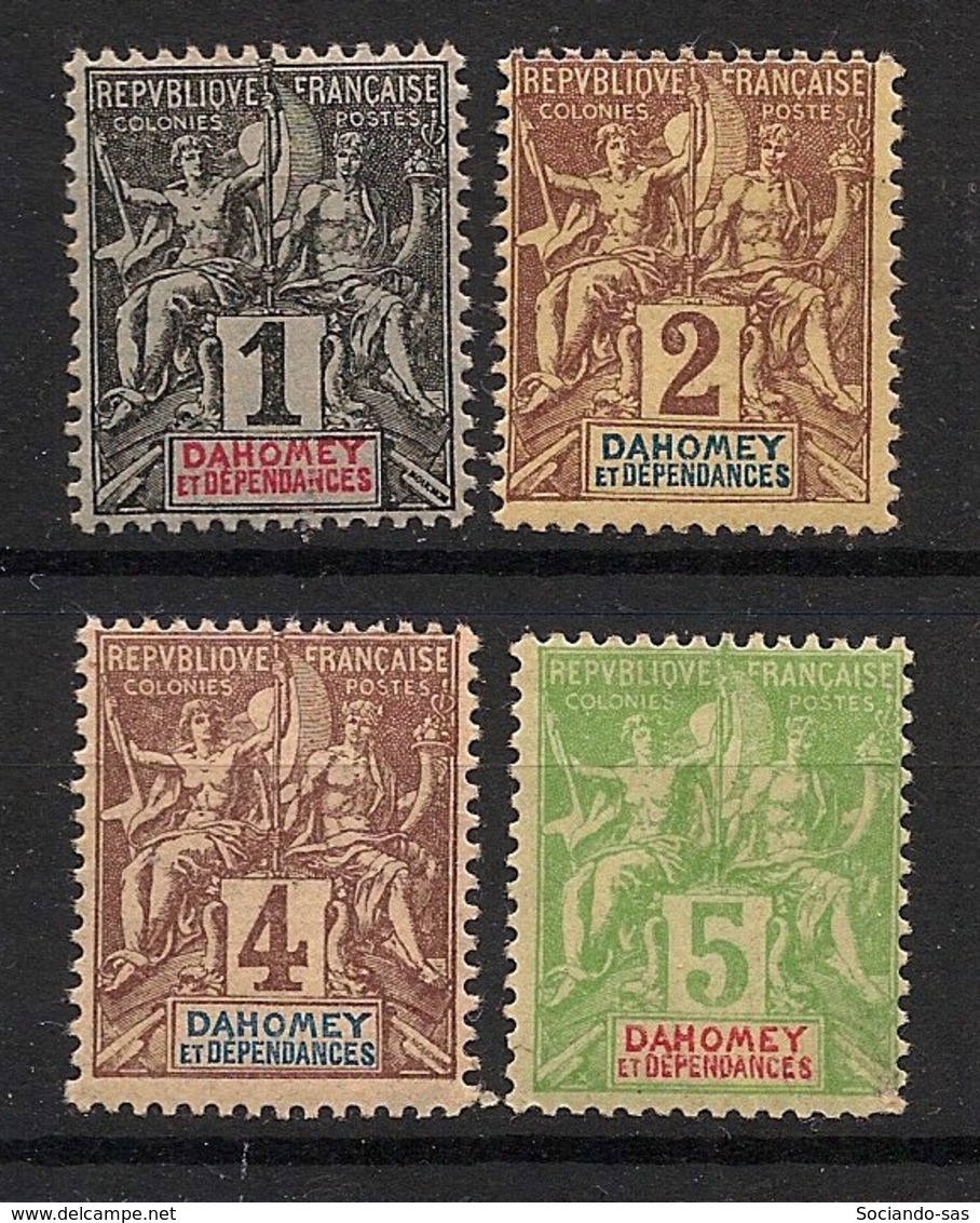 Dahomey - 1901-05 - N°Yv. 6 - 7 - 8 - 9 - Type Groupe 1c / 2c / 4c / 5c - 4 Valeurs - Neuf Luxe ** / MNH / Postfrisch - Nuovi