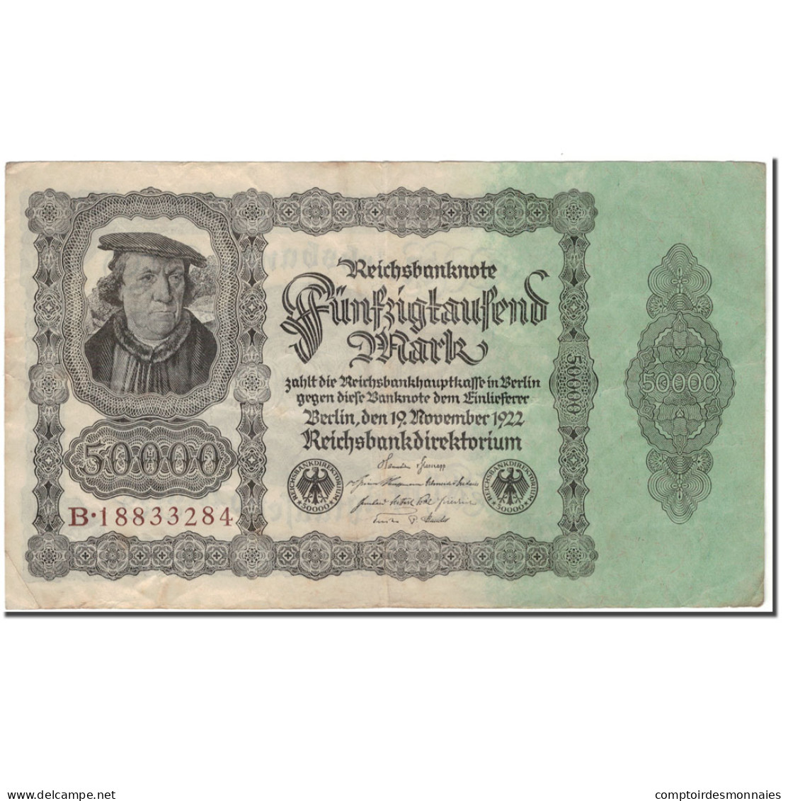 Billet, Allemagne, 50,000 Mark, 1922, KM:79, TTB - 50000 Mark