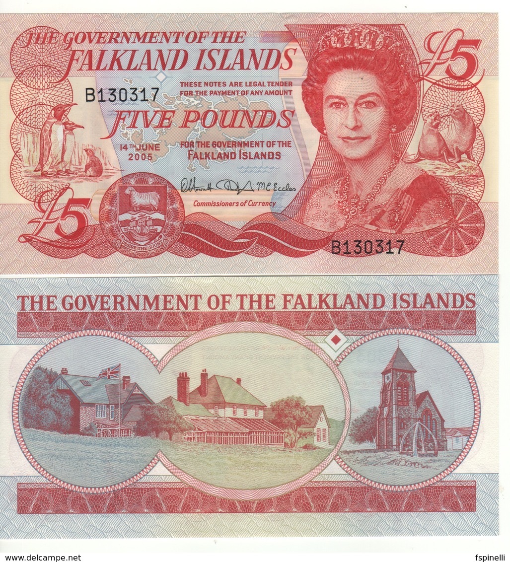 FALKLAND ISLANDS 5  Pounds P17a  Dated 14th June 2005 - Islas Malvinas