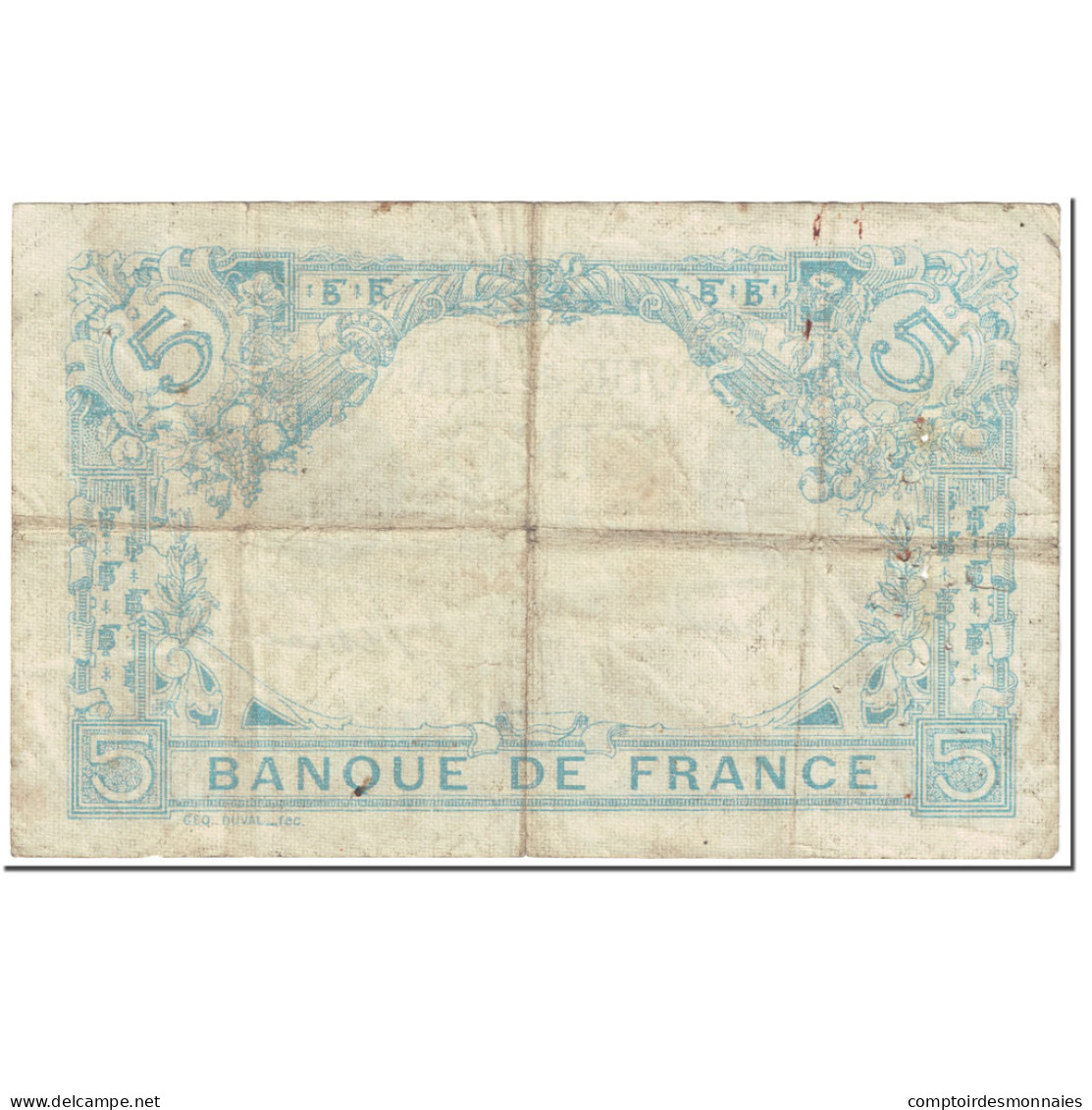 France, 5 Francs, 5 F 1912-1917 ''Bleu'', 1915, 1915-08-08, TB, Fayette:2.30 - 5 F 1912-1917 ''Bleu''