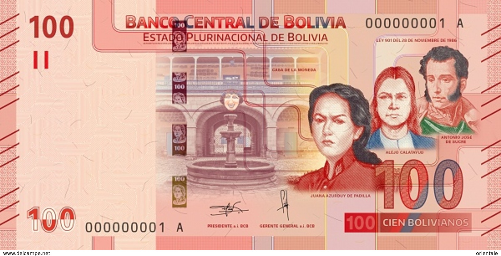 BOLIVIA P. NEW  100 R 2018 UNC - Bolivia