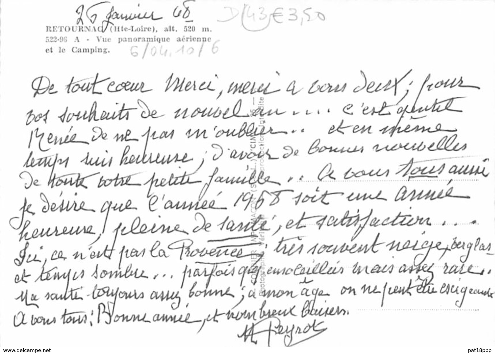 43 - RETOURNAC : Vue Panoramique Aérienne Et Le Camping - CPSM Dentelée Colorisée Grand Format 1968 - Haute Loire - Retournac