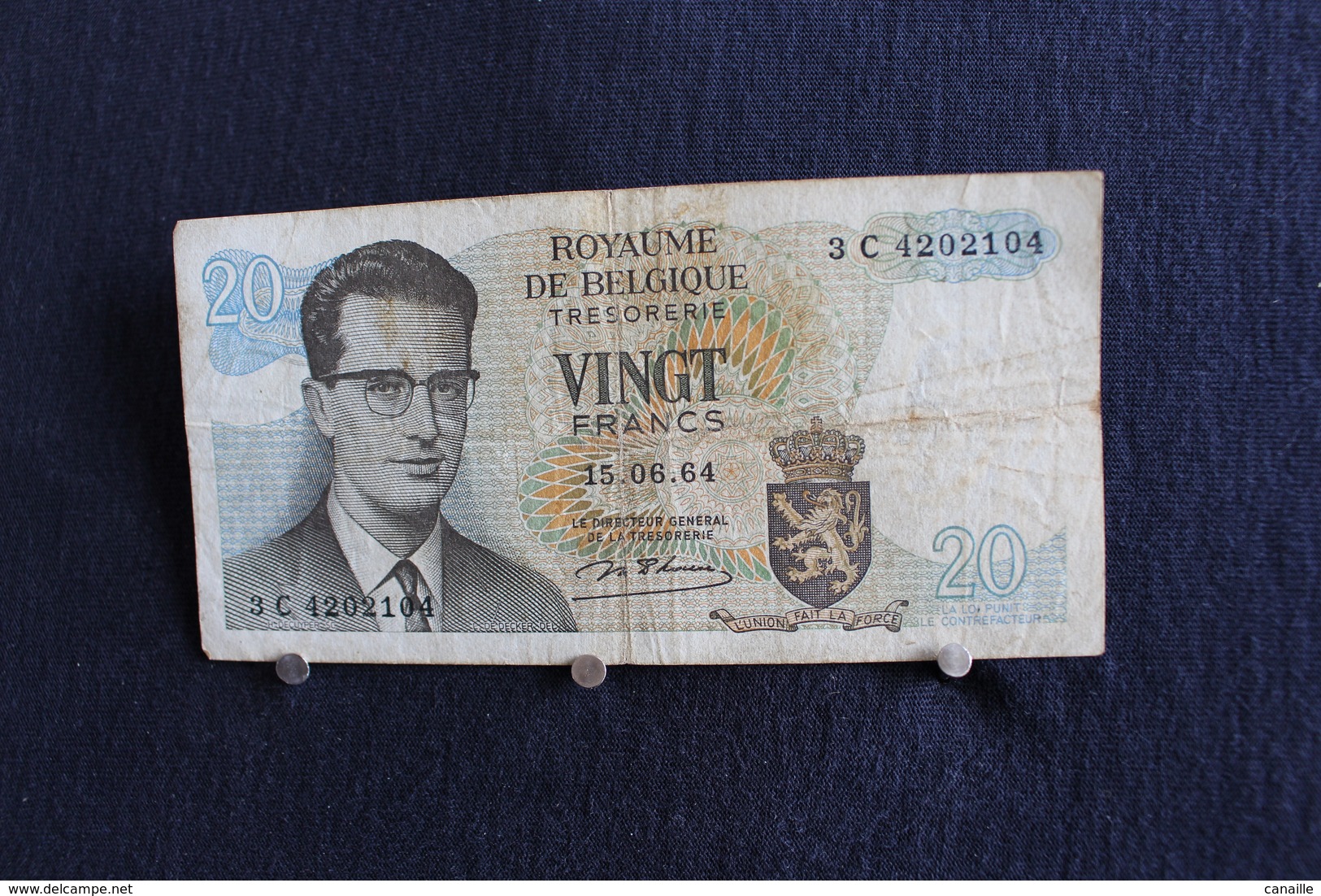 1 / Belgique /  Royaume De Belgique -  20 Francs, Type Roi Bauduin I - Vingt Francs - 15.06.1964 /  3 C 4202104 - Andere & Zonder Classificatie