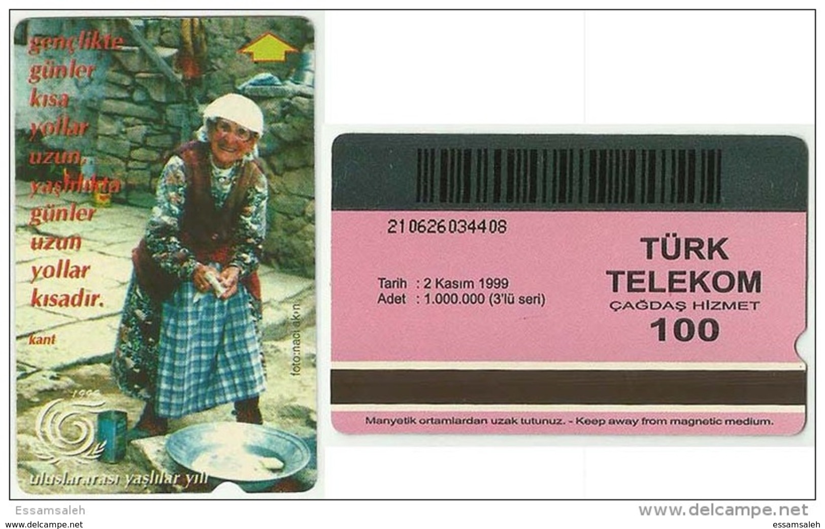 TRF01006 Turkey Turk Telekom Phonecard International Year Of Older Epigram From Kant / 100 Unit / Used - Türkei