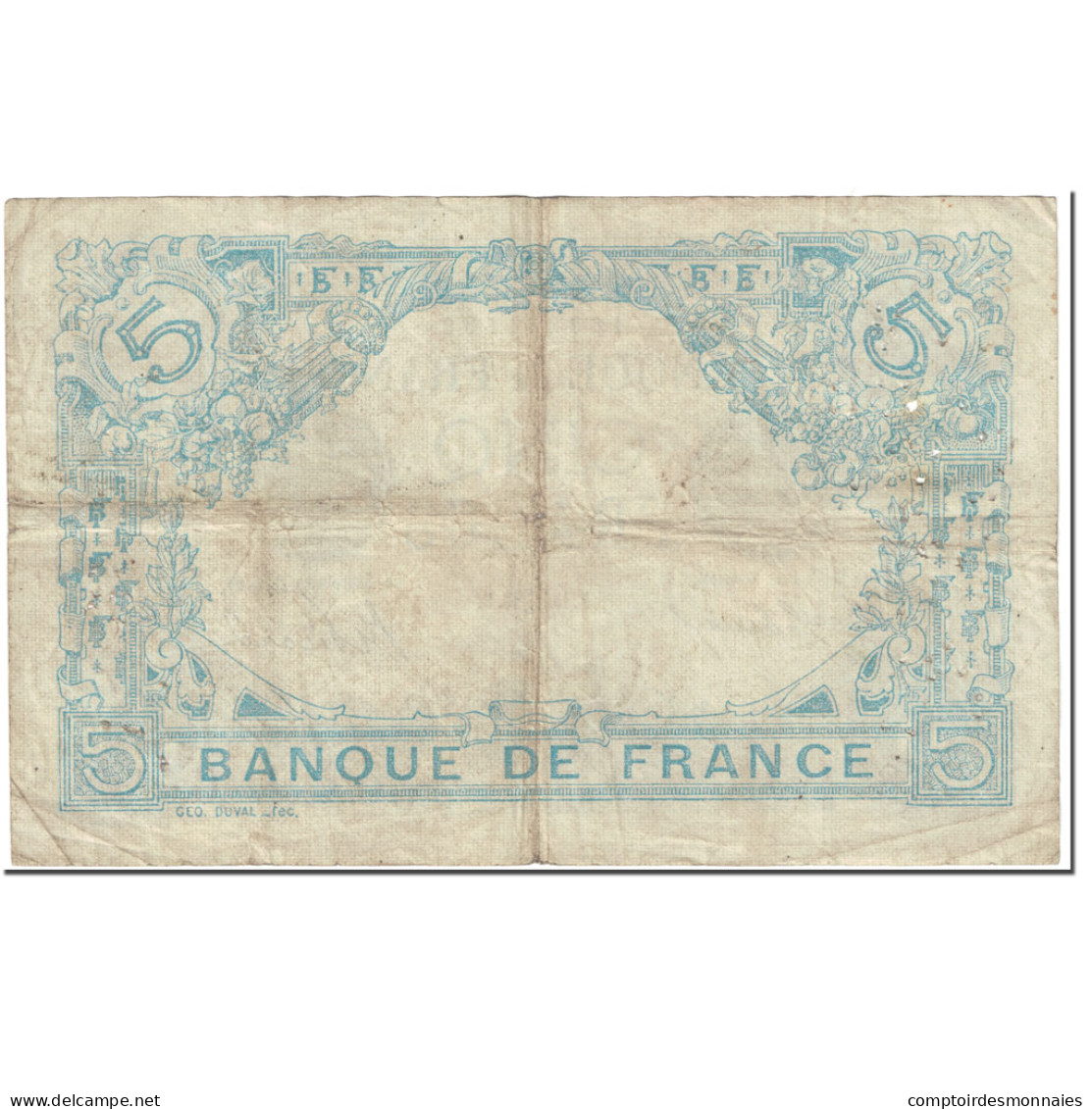 France, 5 Francs, 5 F 1912-1917 ''Bleu'', 1915, 1915-07-15, TB, Fayette:02.29 - 5 F 1912-1917 ''Bleu''