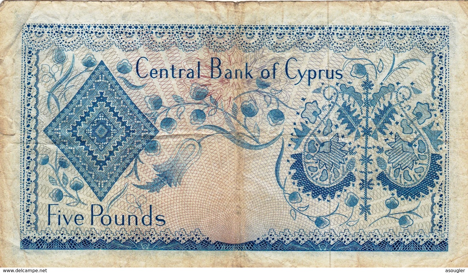 CYPRUS (GREECE) 5 POUNDS 1966 P-44a F-VF "free Shipping Via Registered Air Mail" - Cyprus