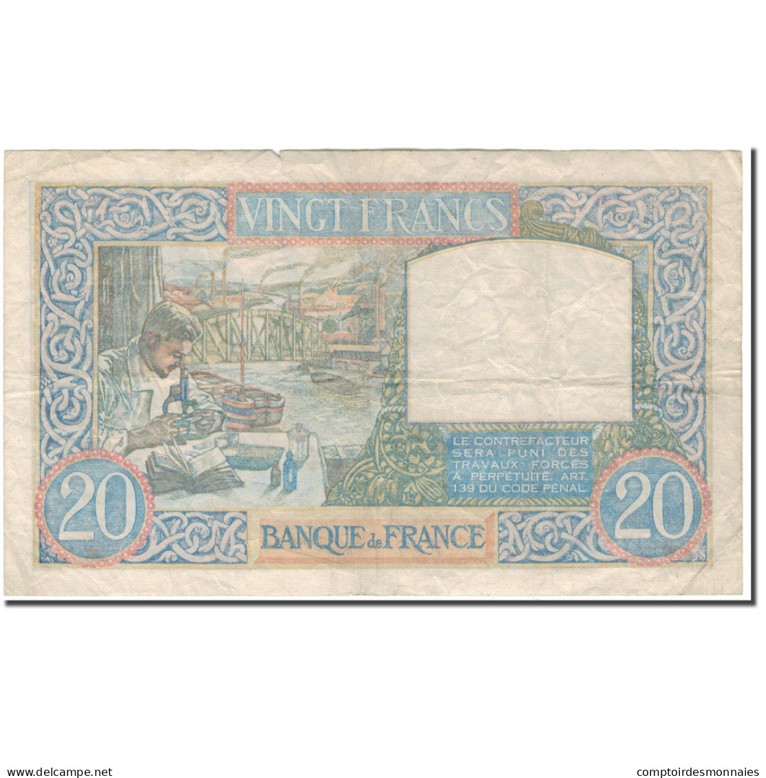 France, 20 Francs, Science Et Travail, 1940-10-17, TTB, Fayette:12.9, KM:92b - 20 F 1939-1942 ''Science Et Travail''