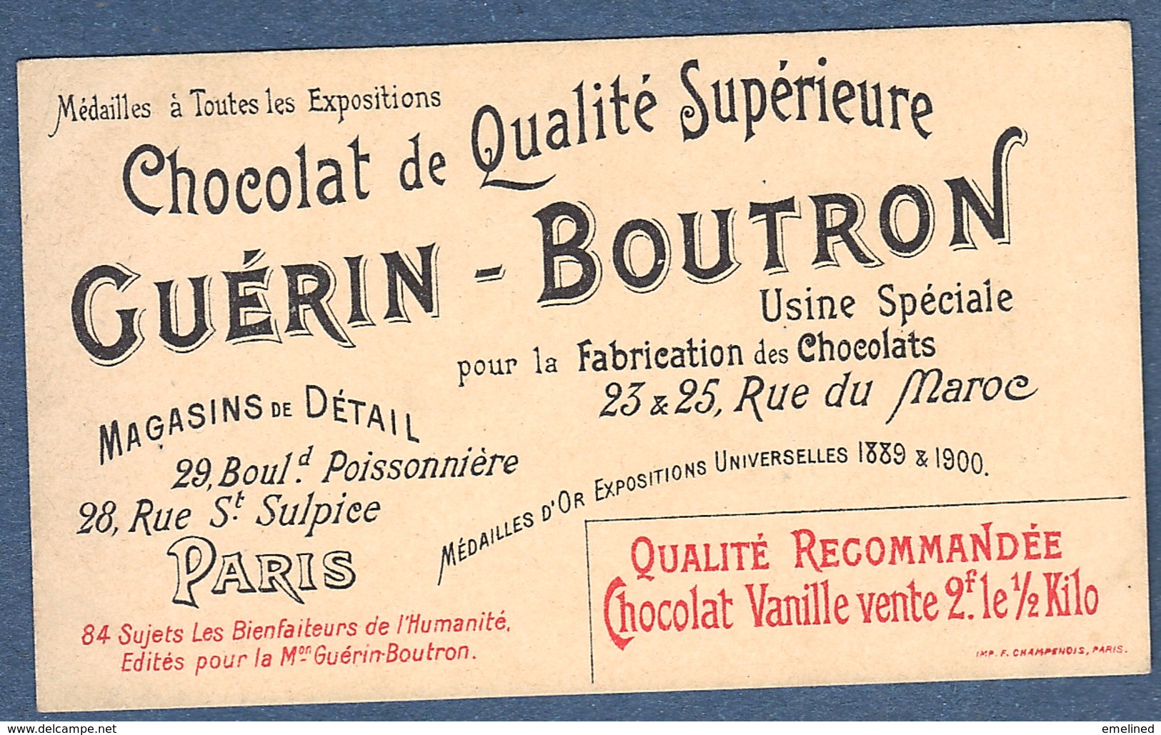 Chromo Chocolat Guerin-Boutron Les Bienfaiteurs De L'Humanité - FURTADO HEINE Sanatorium Nice Soldats Croix Rouge Soldat - Guérin-Boutron